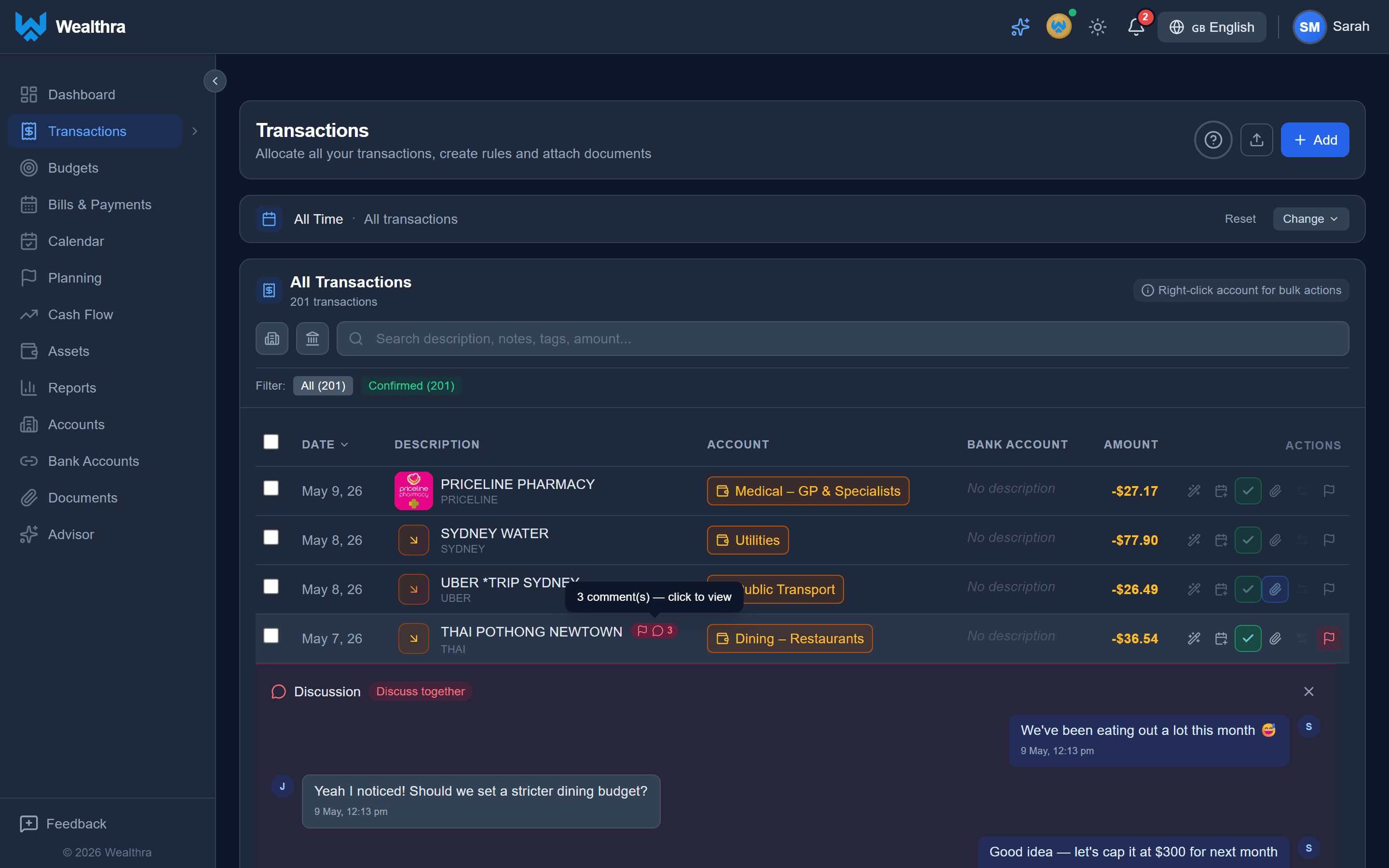 Wealthra Automated Expense Coding — app screenshot
