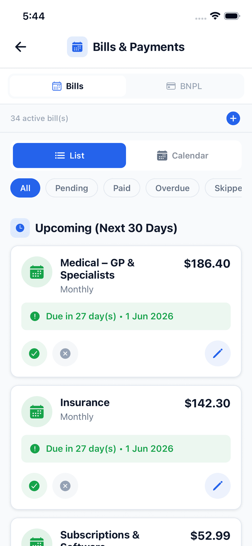 Wealthra iOS app — BNPL Tracking