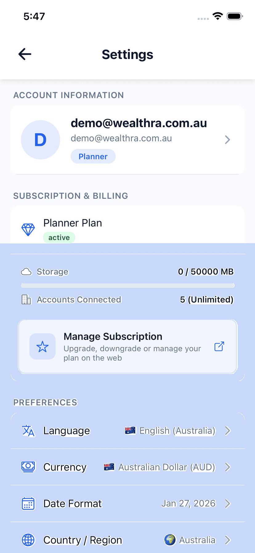 Wealthra iOS app — Security